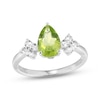 Thumbnail Image 0 of Pear-Shaped Peridot & White Lab-Created Sapphire Ring Sterling Silver