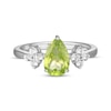 Thumbnail Image 2 of Pear-Shaped Peridot & White Lab-Created Sapphire Ring Sterling Silver