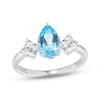 Thumbnail Image 0 of Pear-Shaped Swiss Blue Topaz & White Lab-Created Sapphire Ring Sterling Silver