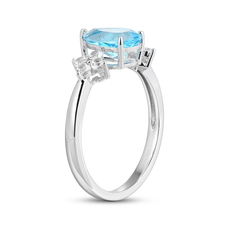 Pear-Shaped Swiss Blue Topaz & White Lab-Created Sapphire Ring Sterling Silver