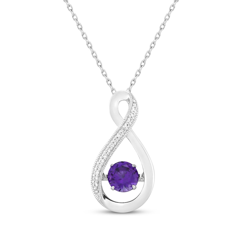 Main Image 1 of Amethyst & White Lab-Created Sapphire Twist Necklace Sterling Silver 18&quot;