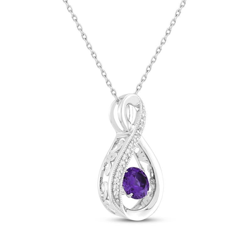 Main Image 2 of Amethyst & White Lab-Created Sapphire Twist Necklace Sterling Silver 18&quot;