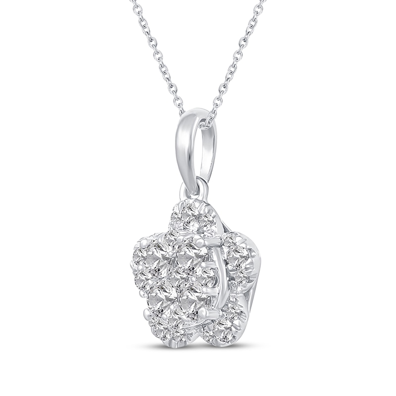 Main Image 2 of Multi-Diamond Flower Necklace 1/2 ct tw 14K White Gold 18&quot;