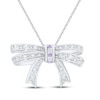 Thumbnail Image 0 of Amethyst & White Lab-Created Sapphire Bow Necklace Sterling Silver 18"