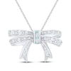 Thumbnail Image 0 of Swiss Blue Topaz & White Lab-Created Sapphire Bow Necklace Sterling Silver 18"