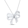 Thumbnail Image 2 of Swiss Blue Topaz & White Lab-Created Sapphire Bow Necklace Sterling Silver 18"