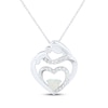 Thumbnail Image 0 of Heart-Shaped Lab-Created Opal & White Lab-Created Sapphire Mother & Child Heart Necklace Sterling Silver 18"