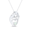 Thumbnail Image 2 of Heart-Shaped Lab-Created Opal & White Lab-Created Sapphire Mother & Child Heart Necklace Sterling Silver 18&quot;