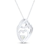 Thumbnail Image 3 of Heart-Shaped Lab-Created Opal & White Lab-Created Sapphire Mother & Child Heart Necklace Sterling Silver 18&quot;