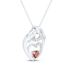 Thumbnail Image 1 of Heart-Shaped Garnet & White Lab-Created Sapphire Mother & Child Heart Necklace Sterling Silver 18"