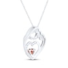 Thumbnail Image 2 of Heart-Shaped Garnet & White Lab-Created Sapphire Mother & Child Heart Necklace Sterling Silver 18"