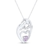 Thumbnail Image 1 of Heart-Shaped Amethyst & White Lab-Created Sapphire Mother & Child Heart Necklace Sterling Silver 18"