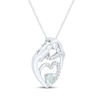 Thumbnail Image 1 of Heart-Shaped Aquamarine & White Lab-Created Sapphire Mother & Child Heart Necklace Sterling Silver 18"