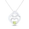 Thumbnail Image 0 of Heart-Shaped Peridot & White Lab-Created Sapphire Mother & Child Heart Necklace Sterling Silver 18"