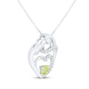 Thumbnail Image 1 of Heart-Shaped Peridot & White Lab-Created Sapphire Mother & Child Heart Necklace Sterling Silver 18"