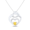 Thumbnail Image 0 of Heart-Shaped Citrine & White Lab-Created Sapphire Mother & Child Heart Necklace Sterling Silver 18"