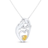 Thumbnail Image 1 of Heart-Shaped Citrine & White Lab-Created Sapphire Mother & Child Heart Necklace Sterling Silver 18"