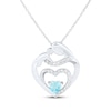 Thumbnail Image 0 of Heart-Shaped Swiss Blue Topaz & White Lab-Created Sapphire Mother & Child Heart Necklace Sterling Silver 18"