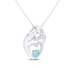 Thumbnail Image 1 of Heart-Shaped Swiss Blue Topaz & White Lab-Created Sapphire Mother & Child Heart Necklace Sterling Silver 18"