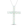 Thumbnail Image 0 of Lab-Created Opal Cross Necklace Sterling Silver 18"