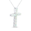 Thumbnail Image 1 of Lab-Created Opal Cross Necklace Sterling Silver 18"