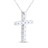 Thumbnail Image 2 of Lab-Created Opal Cross Necklace Sterling Silver 18"