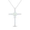 Thumbnail Image 0 of Heart-Shaped Lab-Created Opal & White Lab-Created Sapphire Cross Necklace Sterling Silver 18"