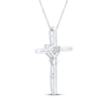 Thumbnail Image 2 of Heart-Shaped Lab-Created Opal & White Lab-Created Sapphire Cross Necklace Sterling Silver 18"