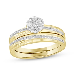 Adore Multi-Diamond Flower Bridal Set 1/8 ct tw 10K Yellow Gold