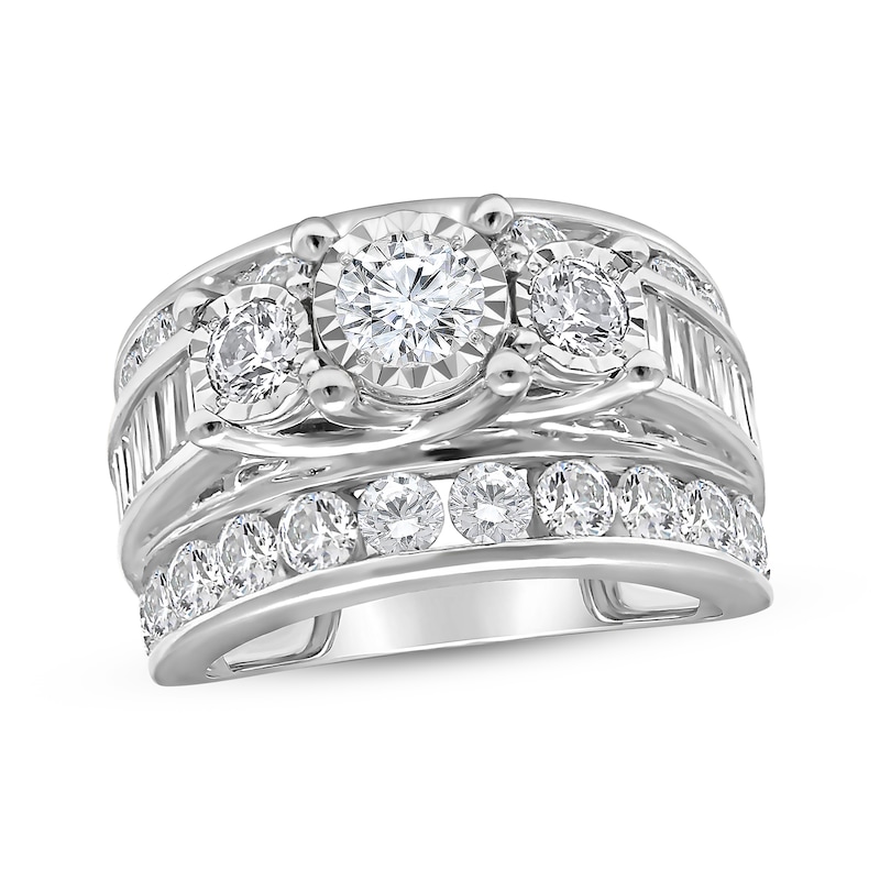 Main Image 1 of Lab-Grown Diamonds by KAY Round-Cut Three-Stone Engagement Ring 4 ct tw 10K White Gold