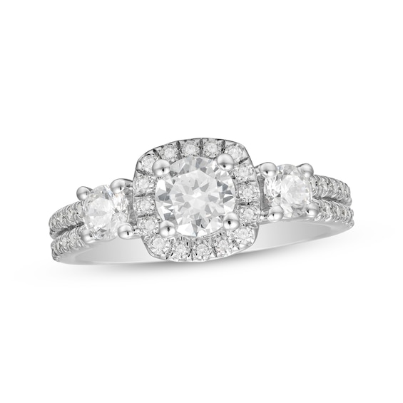 Round-Cut Diamond Three-Stone Engagement Ring 1-1/4 ct tw 14K White Gold