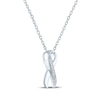 Thumbnail Image 2 of Gift Boxed Awareness Ribbon Diamond Accent Necklace Sterling Silver 18"