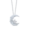 Thumbnail Image 1 of Gift Boxed Moon & Stars Diamond Accent Necklace Sterling Silver 18"