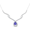 Thumbnail Image 1 of Pear-Shaped Tanzanite & White Lab-Created Sapphire Necklace Sterling Silver 18&quot;