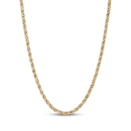 Hollow Rope & Box Chain Necklace 2.46mm 10K Two-Tone Gold 18&quot;