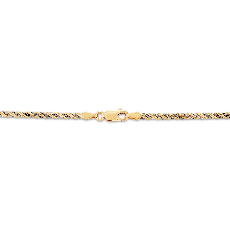 Main Image 2 of Hollow Rope & Box Chain Necklace 2.46mm 10K Two-Tone Gold 18&quot;