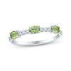 Thumbnail Image 1 of Sideways Oval-Cut Peridot & Diamond Station Ring 1/10 ct tw Sterling Silver