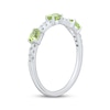 Thumbnail Image 2 of Sideways Oval-Cut Peridot & Diamond Station Ring 1/10 ct tw Sterling Silver