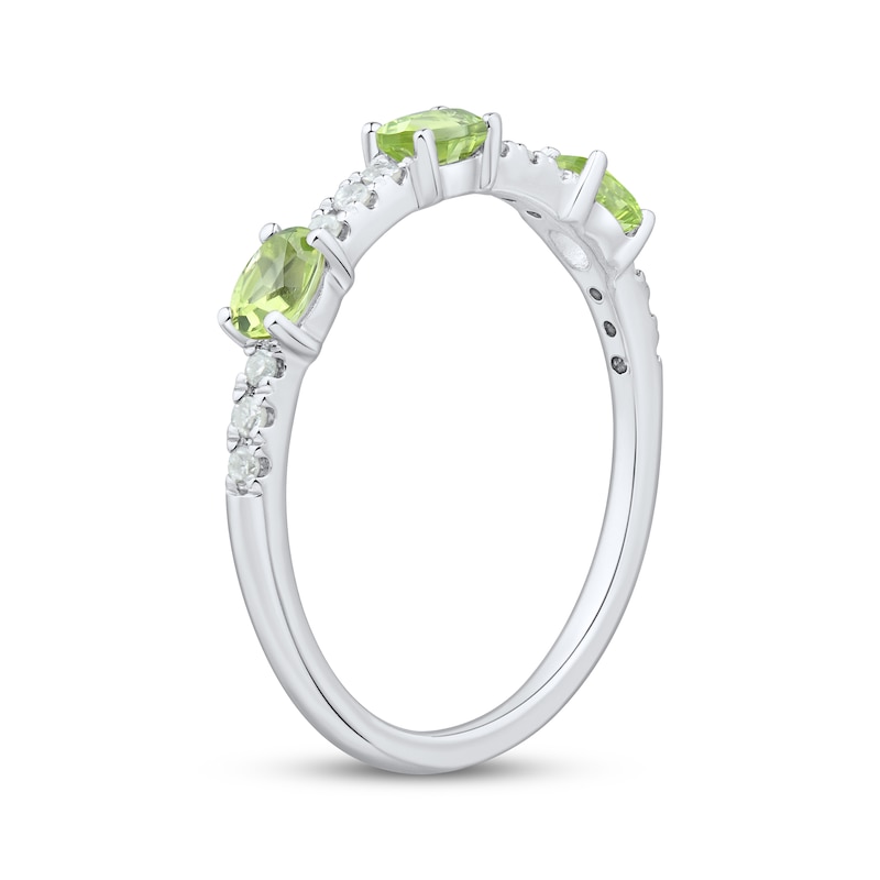 Main Image 2 of Sideways Oval-Cut Peridot & Diamond Station Ring 1/10 ct tw Sterling Silver