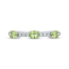 Thumbnail Image 3 of Sideways Oval-Cut Peridot & Diamond Station Ring 1/10 ct tw Sterling Silver