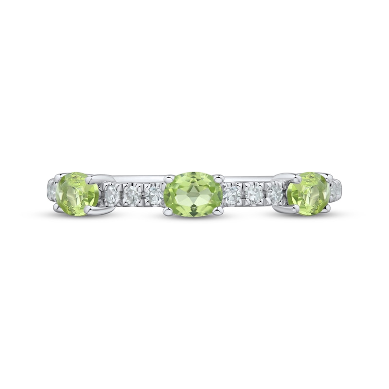 Main Image 3 of Sideways Oval-Cut Peridot & Diamond Station Ring 1/10 ct tw Sterling Silver