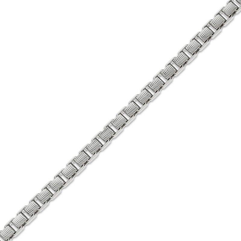 Main Image 1 of Solid Diamond-Cut Box Chain Bracelet 4.5mm Sterling Silver 8.5&quot;