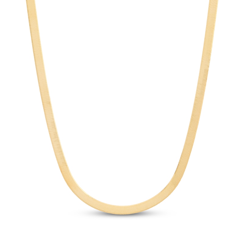 Main Image 1 of Solid Herringbone Chain Necklace 3mm 10K Yellow Gold 22&quot;