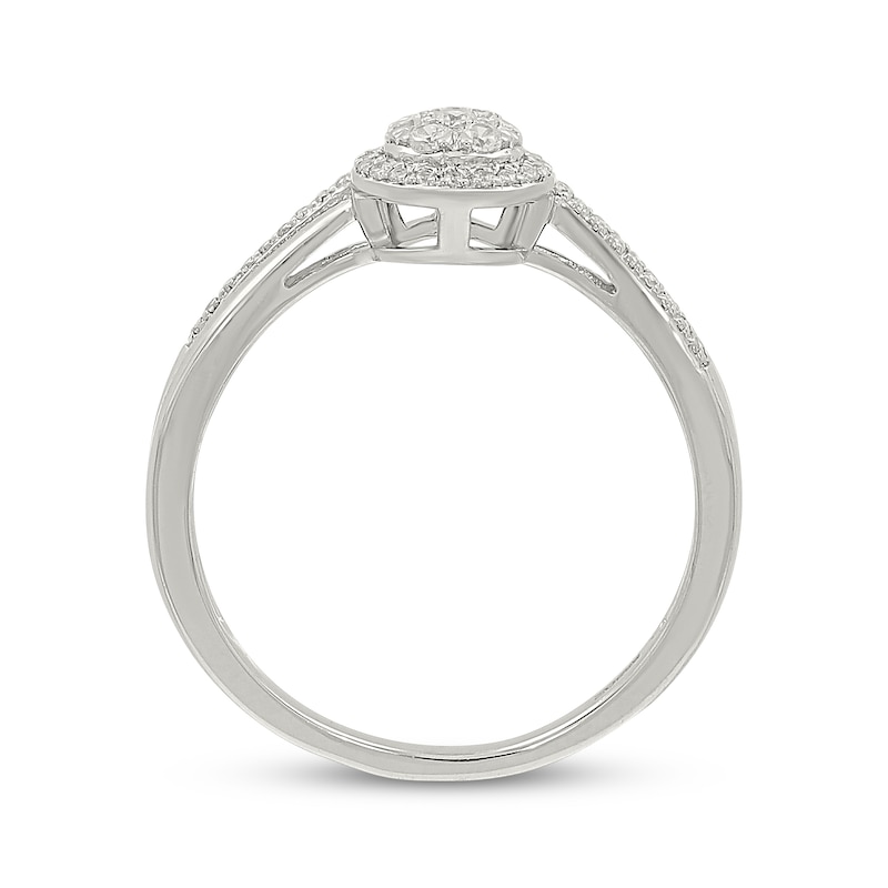 Main Image 3 of Multi-Diamond Pear-Shaped Halo Promise Ring 1/4 ct tw 10K White Gold