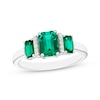 Thumbnail Image 1 of Memories Moments Magic Lab-Created Emerald & Diamond Accent Three-Stone Ring Sterling Silver