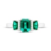 Thumbnail Image 3 of Memories Moments Magic Lab-Created Emerald & Diamond Accent Three-Stone Ring Sterling Silver