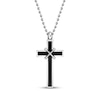 Thumbnail Image 1 of Men's Black Enamel Cross Necklace Stainless Steel 22&quot;