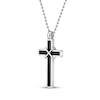 Thumbnail Image 2 of Men's Black Enamel Cross Necklace Stainless Steel 22&quot;