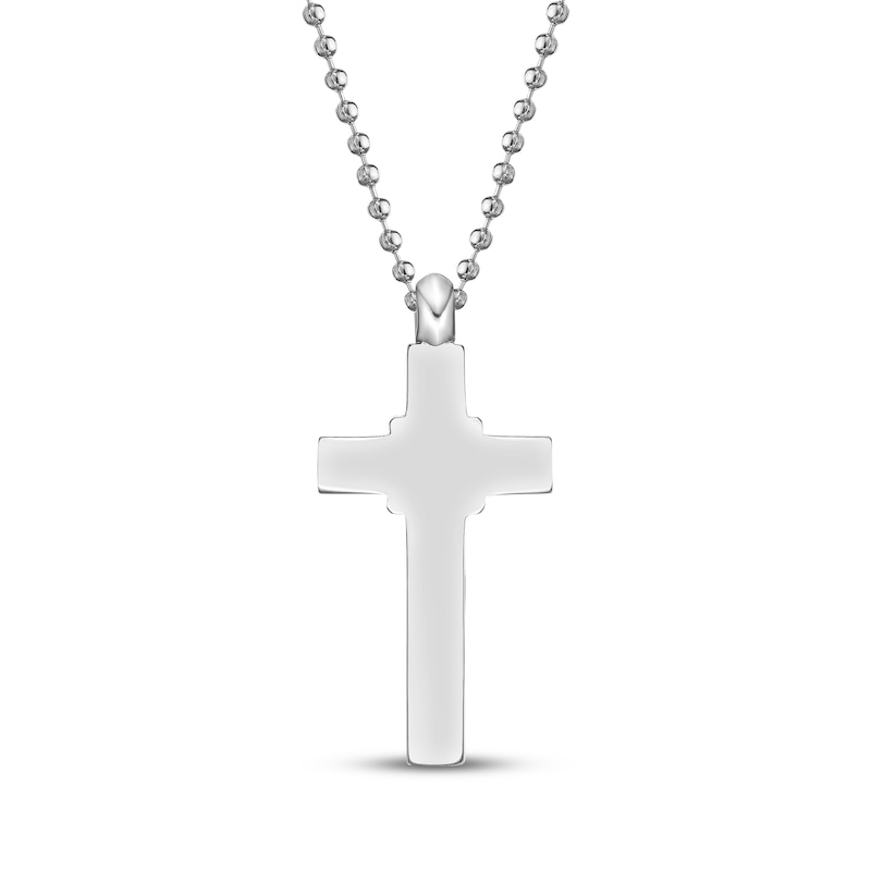 Main Image 3 of Men's Black Enamel Cross Necklace Stainless Steel 22&quot;