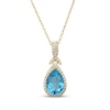 Thumbnail Image 1 of Pear-Shaped Swiss Blue Topaz & White Lab-Created Sapphire Necklace 18K Yellow Gold-Plated Sterling Silver 18&quot;